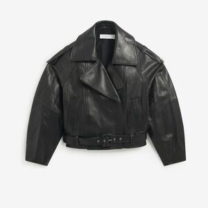 IRO Black Leather Belted Jacket